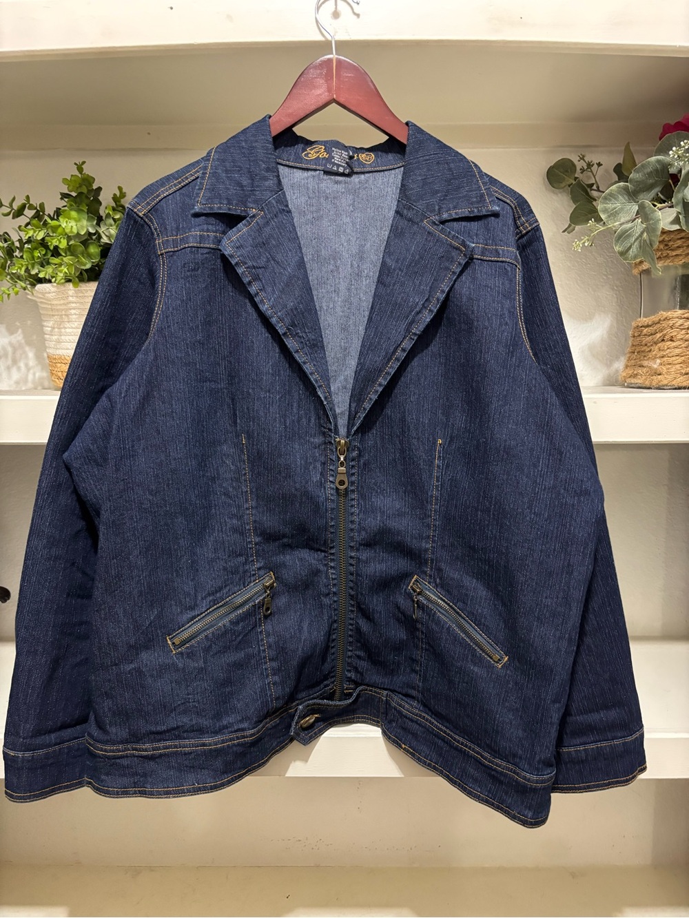 Goddess Dark Blue Denim Zip Jacket